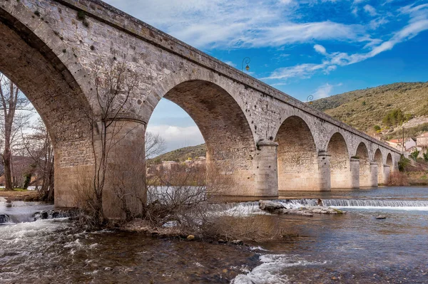 Roquebrun Bridge Haut Languedoc Occitanie Francia — Fotografia de Stock