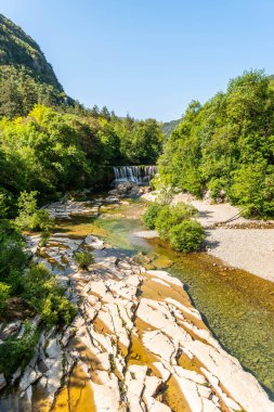 River Vis, baharda, Herault, Occitanie, Fransa 'da.