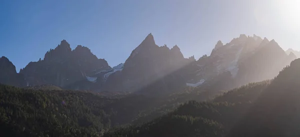 Panorama Mont Blanc Massif French Alps Chamonix Valley Haute Savoie — Stock Photo, Image