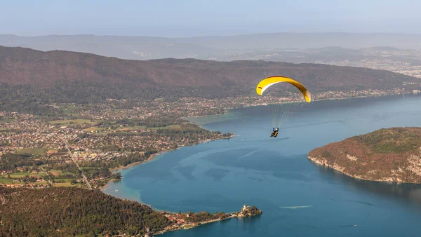 Paragliders Lake Annecy Autumn Haute Savoie France — Stock Photo, Image