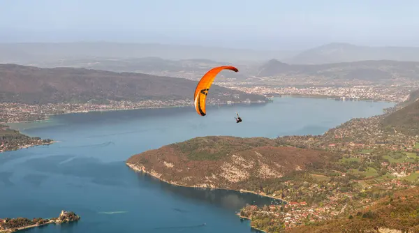 Paragliders Lake Annecy Autumn Haute Savoie France — Stock Photo, Image