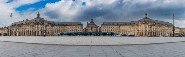 Panoramic Place Bourse Passing Tram Bordeaux Gironde Nouvelle Aquitaine France — Stock Photo, Image