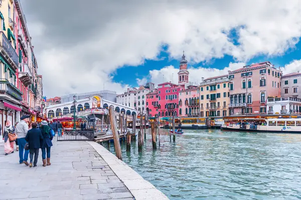 Grand Canal Och Rialtobron Venedig Veneto Italien — Stockfoto