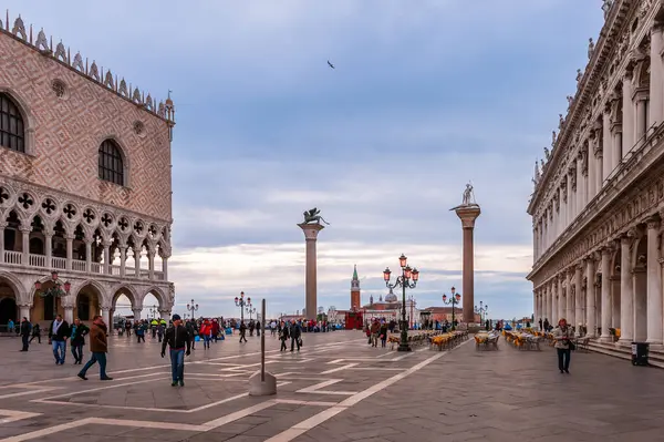 Plaza San Marcos Durante Día Sus Turistas Venecia Veneto Italia — Foto de Stock