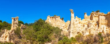 Ille sur Tet 'in Organları, ya da peri bacaları, Pyrenees Orientales' de, Katalonya 'da, Occitanie, Fransa' da