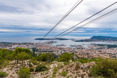 Toulon harbor from Mont Faron in Toulon, in the Var, in Provence Alpes Cote d'Azur, France clipart