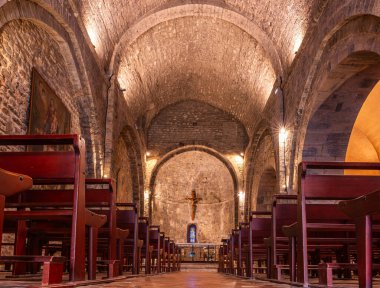 Interior of the Church of the Transfiguration of the Savior in Castellet, in the Var, in Provence Alpes Cote d'Azur, France clipart