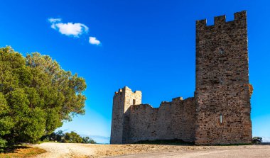 Located at an altitude of 200 m, on the Castou hill, the castle dominates the city. In Hyeres, in the Var, in Provence, France. clipart