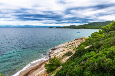 Porquerolles Adası 'ndaki Silver Beach, Var, Provence Alpes Cote d' Azur, Fransa