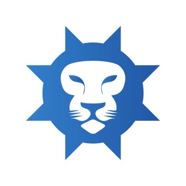 blue lion icon logo silhouette of lion face modern corporate, abstract letter logo