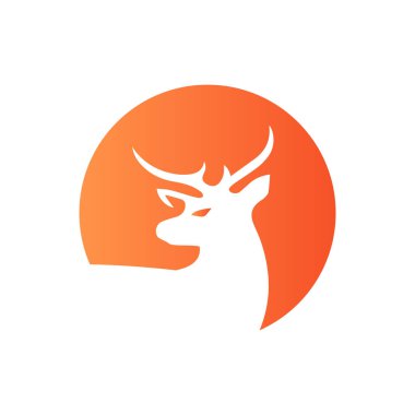 Deer logo creative design with orange circle modern corporate, abstract letter logo