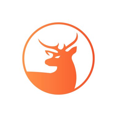 Deer logo creative design with orange circle a modern corporate, abstract letter logo