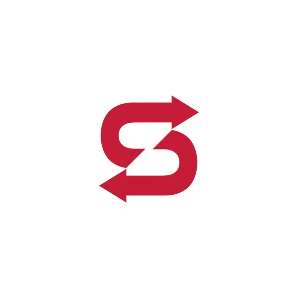 文字S矢印ロゴ表示方向文字Sロゴ赤警告アイコン — ストックベクタ