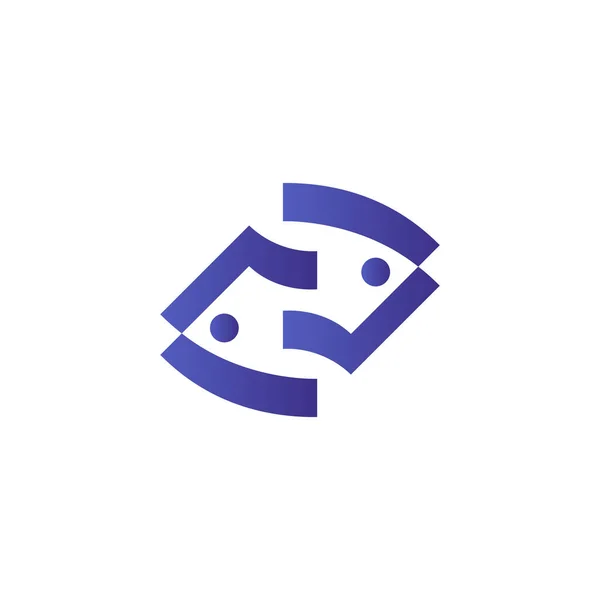 Дві Риби Значок Риби Логотип Риби Голова Логотип — стоковий вектор