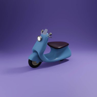 şirin motor mini motosiklet basit 3D resimleme arkaplan pastel üzerinde
