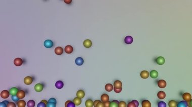 animation of colored balls falling and filling the screen. Network and relaxation concept