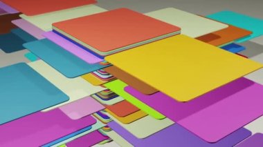 Slow motion animation of a cube formed by colored lines representing a construction. concept of network