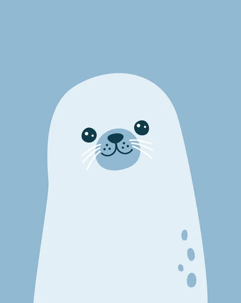 Vector Illustration Portrait Cute Seal — Stock Vector