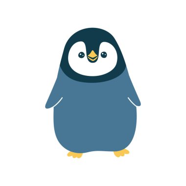 Şirin bir penguenin vektör çizimi. Beyaz arkaplanda izole