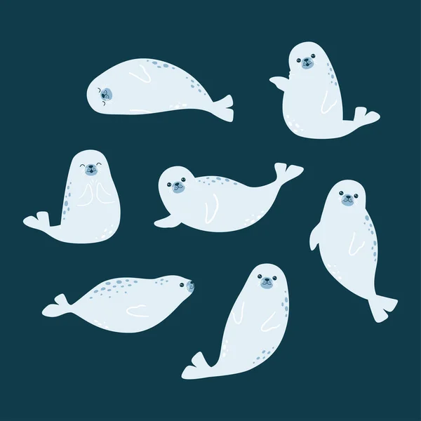 可爱海豹的矢量图解 — 图库矢量图片