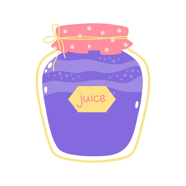 Berry Juice Glass Jar Cute Cartoon Print Pastel Colors Vector — Stockvektor