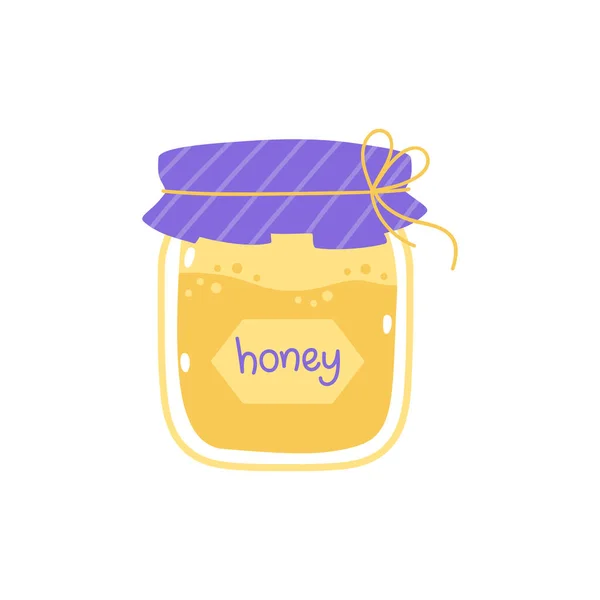 Honey Glass Jar Cute Cartoon Print Pastel Colors Vector Element — ストックベクタ