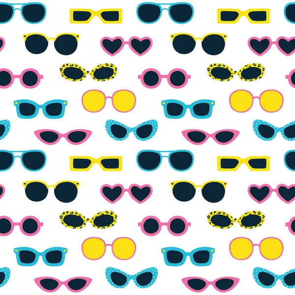 Vector Seamless Pattern Sunglasses White Background — Stock vektor