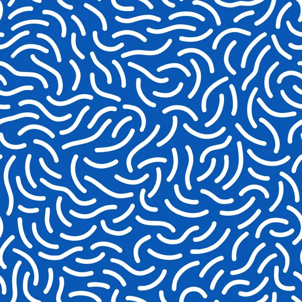 Vector Seamless Wavy Blue Monochrome Pattern Abstract Linear Waves Water — Stockvektor
