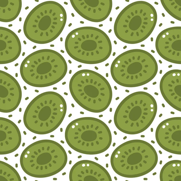 Cute Vector Seamless Pattern Kiwi White Background — Stock Vector