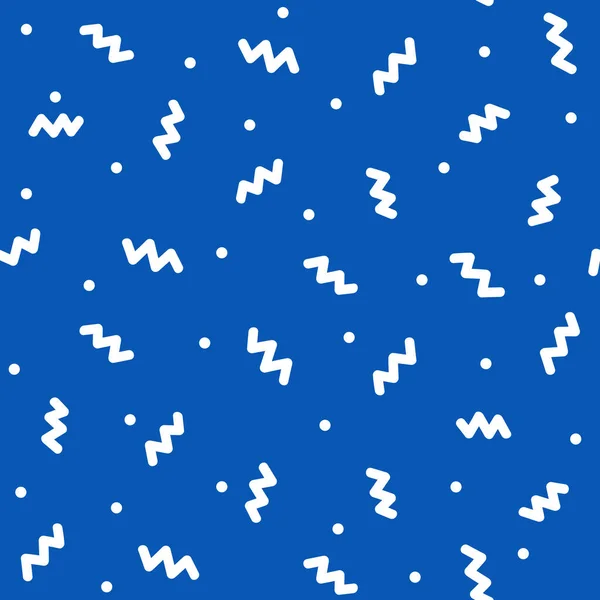 Vektorový Abstraktní Modrý Monochromatický Bezešvý Vzor Klikatými Klikyháky Tečkami — Stockový vektor