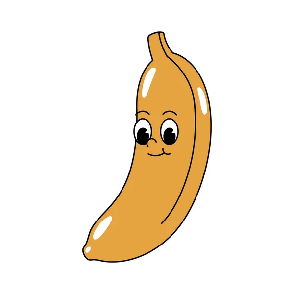 Desenho Animado Vetorial Mascote Retro Ilustração Cores Banana Estilo Vintage — Vetor de Stock
