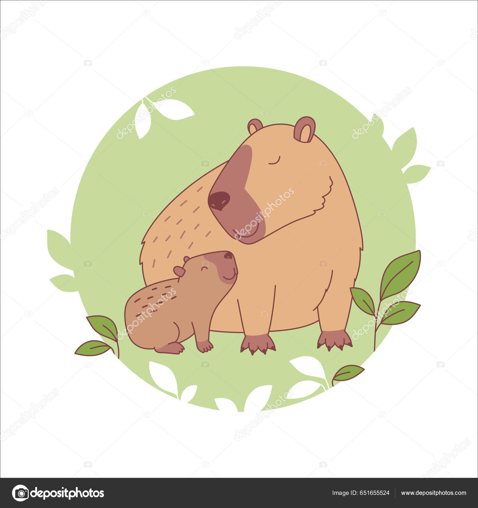 Ilustração em vetor capivara kawaii de desenho animado bonito vetor animal  isolado estilo de desenho animado plano isolado