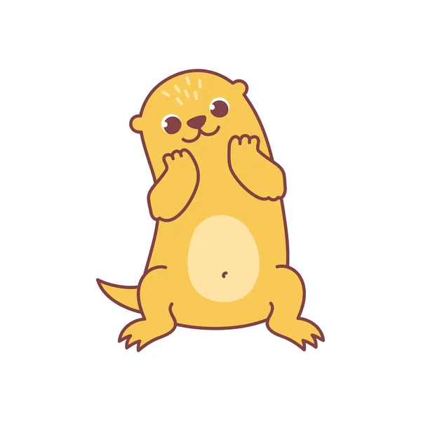 Cute Animal Otter Vector Illustration Cartoon Character Hand Drawn Isolated — Stock Vector