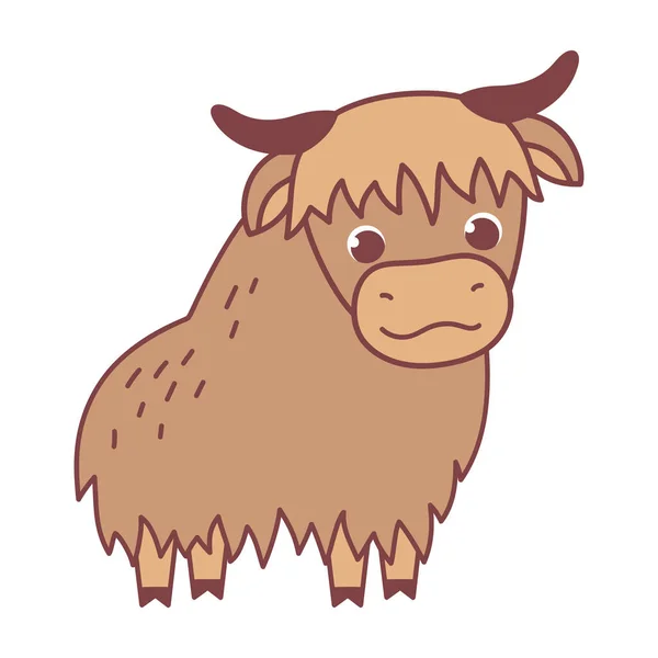 Roztomilý Zvířecí Býk Vektorová Ilustrace Karikatura Postava Ručně Kreslené Izolované — Stockový vektor