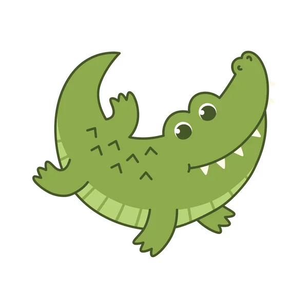 Χαριτωμένο Ζώο Κροκόδειλος Αλιγάτορας Εικονογράφηση Διανύσματος Χαρακτήρας Κινουμένων Σχεδίων Ζωγραφίζεται — Διανυσματικό Αρχείο