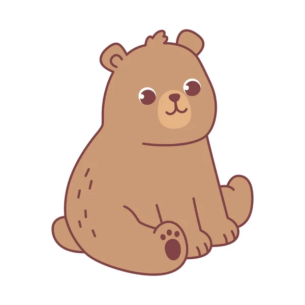 Cute Animal Bear Vector Illustration Cartoon Character Hand Drawn Isolated — Stock Vector