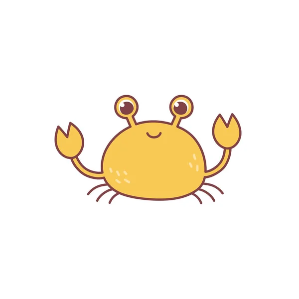 Joli Crabe Animal Illustration Vectorielle Personnage Dessin Animé Est Dessiné — Image vectorielle