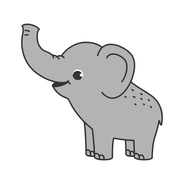 Elefante Animal Bonito Ilustração Vetorial Personagem Dos Desenhos Animados Desenhado —  Vetores de Stock