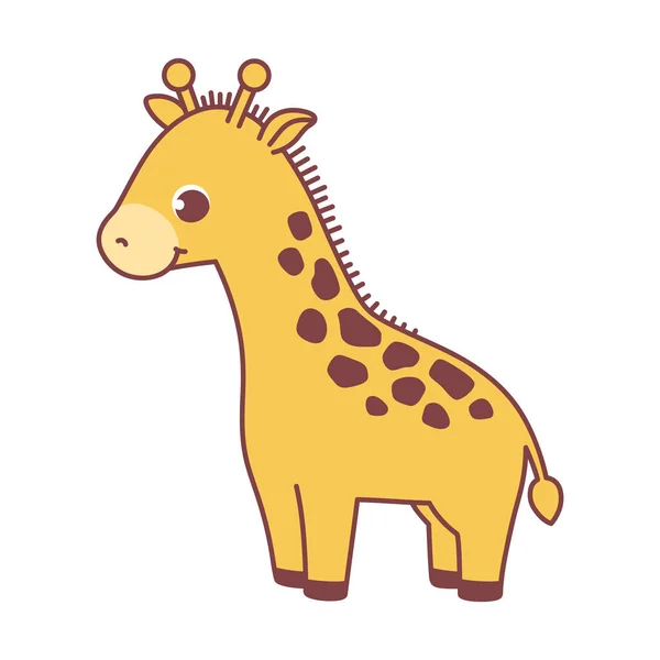 Girafa Animal Bonito Ilustração Vetorial Personagem Dos Desenhos Animados Desenhado —  Vetores de Stock