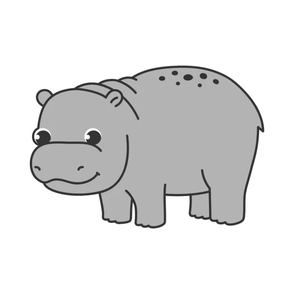 Hipopótamo Animal Bonito Ilustração Vetorial Personagem Dos Desenhos Animados Desenhado —  Vetores de Stock