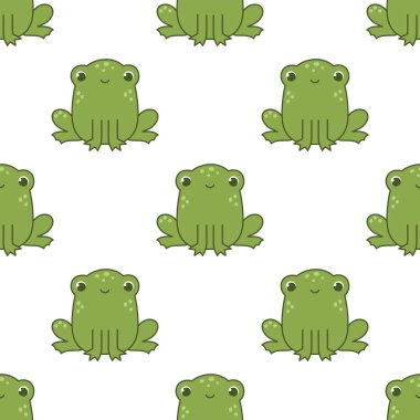 Beyaz arka planda sevimli bir kurbağa olan kusursuz bir şekil. Hayvan karakter çizimi el çizimi