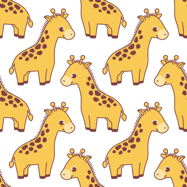 Vektor Bezešvé Vzor Roztomilou Žirafou Bílém Pozadí Zvířecí Znak Ilustrace — Stockový vektor