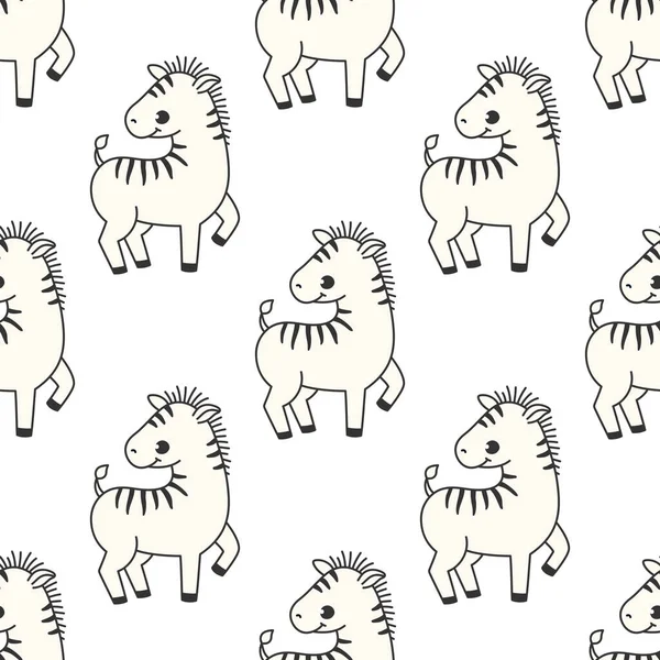 Vektor Bezešvé Vzor Roztomilou Zebra Bílém Pozadí Zvířecí Znak Ilustrace — Stockový vektor