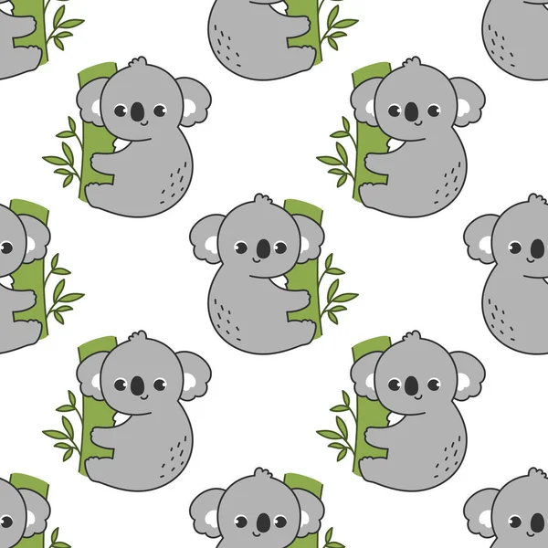 Patrón Sin Costuras Vectorial Con Koala Lindo Sobre Fondo Blanco — Archivo Imágenes Vectoriales