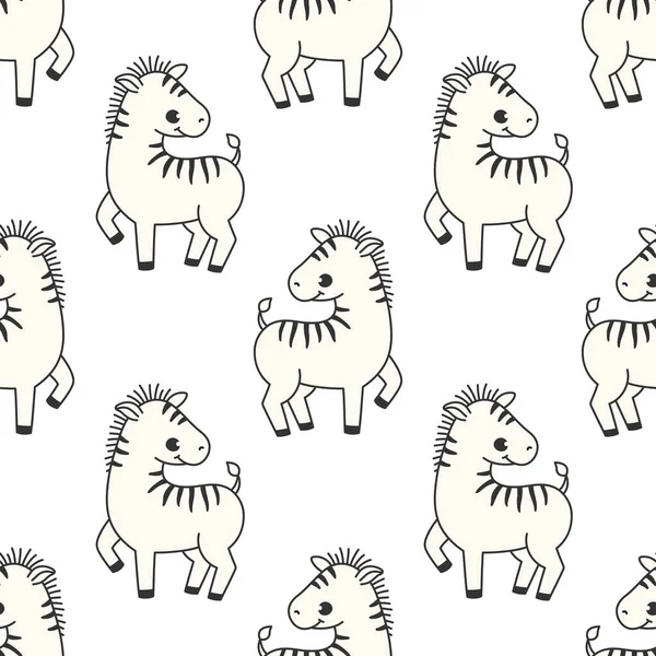 Vektor Bezešvé Vzor Roztomilou Zebra Bílém Pozadí Zvířecí Znak Ilustrace — Stockový vektor