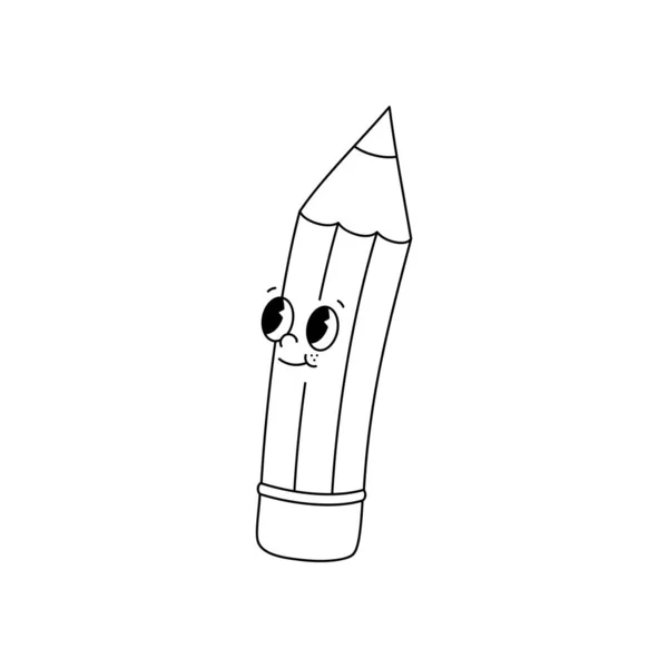 Vector Desene Animate Retro Mascot Ilustrare Monocromă Creionului Stilul Vintage — Vector de stoc