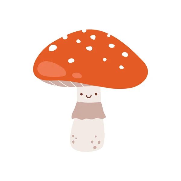 Cute Fly Agaric Mushroom Vector Character Illustration Isolated White Background — Stock Vector