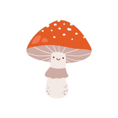 Şirin sinek agarik mantar vektör karakteri. Resimler beyaz arkaplanda izole edildi