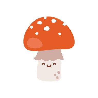 Şirin sinek agarik mantar vektör karakteri. Resimler beyaz arkaplanda izole edildi