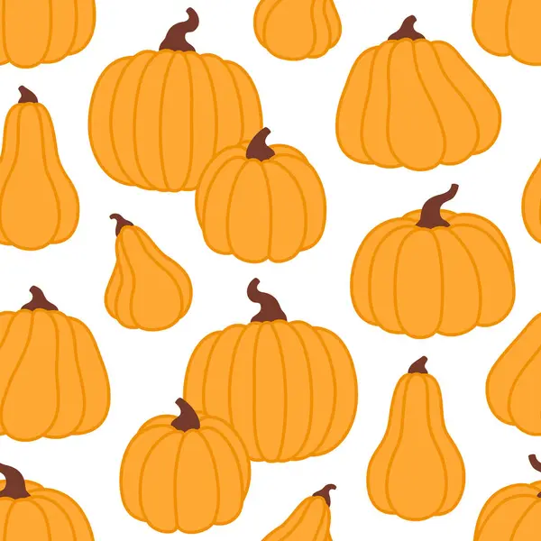Vector Seamless Pattern Pumpkins White Background — Stock Vector